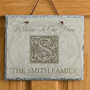 Personalized Slate Sign   Family is Forever Monogram