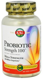 Kal   Probiotic Strength 100 Mega Strength   60 Vegetarian Capsules Formerly Acidophilus Defense Mega Strength One Daily