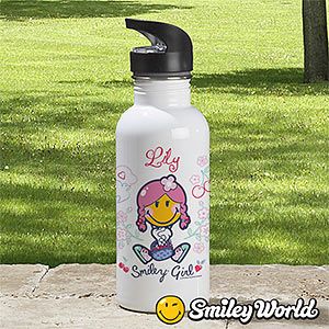 Personalized Kids Water Bottles   Smiley Girl