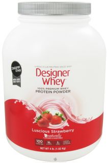 Designer Protein   Designer Whey 100% Premium Whey Protein Powder Luscious Strawberry   4 lbs.