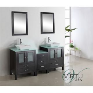 Virtu USA Brentford 72 Double Sink Bathroom Vanity   Espresso