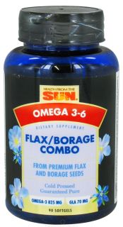 Health From The Sun   Omega 3 6 Flax Borage Oil Combo   90 Capsules
