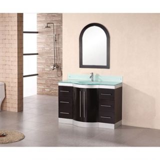 Design Element Jade 48 Single Sink Vanity Set w/ Tempered Glass Countertop   Es