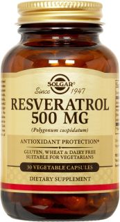 Solgar   Resveratrol 500 mg.   30 Vegetarian Capsules