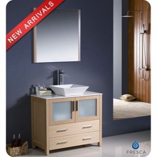 Fresca Torino 36 Light Oak Modern Bathroom Vanity with Vessel Sink