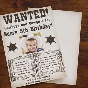 Personalized Cowboy Birthday Invitations   Wanted
