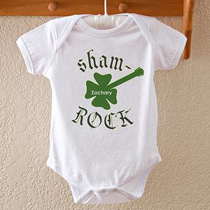 Personalized Irish Baby Bodysuit   Shamrock Guitar