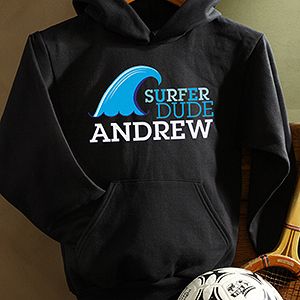 Personalized Boys Hooded Sweatshirt   Surfer Dude