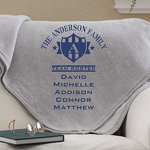 Personalized Family Throw Blankets   Team Roster