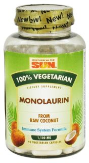 Health From The Sun   Monolaurin 1100 mg.   90 Vegetarian Capsules