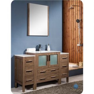 Fresca Torino 54 Walnut Brown Modern Bathroom Vanity with 2 Side Cabinets & Int