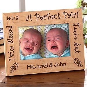 Personalized Twins Wood Picture Frame   A Perfect Pair