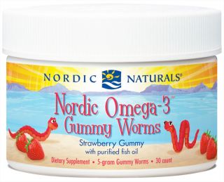 Nordic Naturals   Nordic Omega 3 Gummy Worms Strawberry   30 Gummies