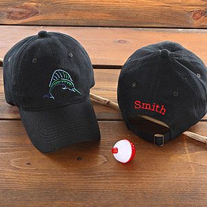 Fisherman Personalized Fishing Hat   Black