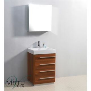 Virtu USA 24 Bailey Single Sink Bathroom Vanity with Polymarble Countertop   Pl