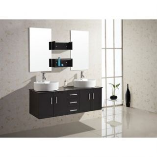 Virtu USA Enya 59 Double Sink Bathroom Vanity   Espresso
