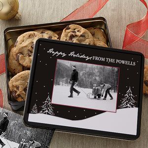 Personalized Photo Cookie Tins   Winter Snowscape