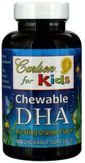 Carlson Labs   Carlson For Kids Chewable DHA Bursting Orange Flavor   120 Softgels