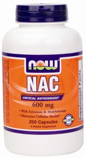 NOW Foods   NAC N Acetyl Cysteine 600 mg.   250 Vegetarian Capsules