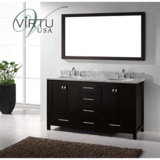 Virtu USA 60 Caroline Avenue Double Bathroom Vanity with Italian Carrara Marble
