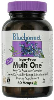 Bluebonnet Nutrition   Multi One Multivitamin & Multimineral Iron Free   60 Vegetarian Capsules
