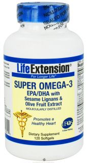 Life Extension   Super Omega 3 EPA/DHA With Sesame Lignans & Olive Fruit Extract   120 Softgels