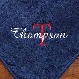 Blue Fleece Blanket Personalized with Name & Monogram