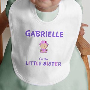 Personalized Girl Cartoon Character Baby Bibs   Im The Sister