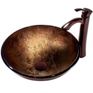 VIGO Russet Glass Vessel Sink and Otis Faucet Set in Oil Rubbed Bronze
