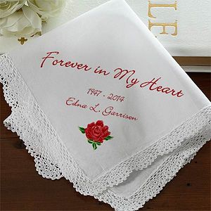Personalized Memorial Linen Handkerchief   Forever In My Heart