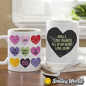 Personalized Smiley Face Coffee Mugs   Loving Hearts