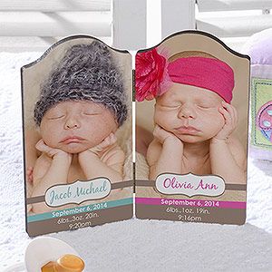 Personalized Twin Babies Photo Plaques