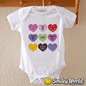 Personalized Baby Bodysuits   Smiley Face Hearts