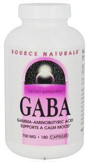 Source Naturals   GABA Gamma Aminobutyric Acid 750 mg.   180 Capsules