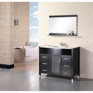 Design Element Waterfall 48 Bathroom Vanity with White Stone Counter   Espresso