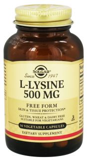 Solgar   L Lysine Free Form 500 mg.   50 Vegetarian Capsules