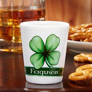 Personalized Shot Glass   Lucky Clover