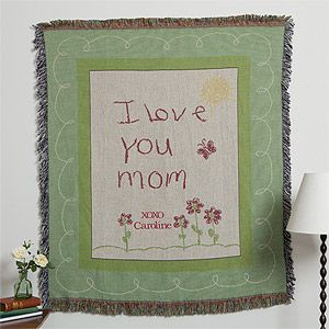 Personalized Mothers Day Afghan   I Love You Mom