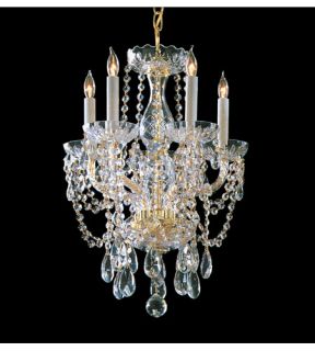 Traditional Crystal 5 Light Mini Chandeliers in Polished Brass 1129 PB CL MWP