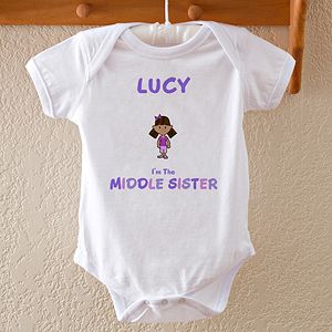 Personalized Girl Cartoon Character Baby Bodysuit   Im The Sister