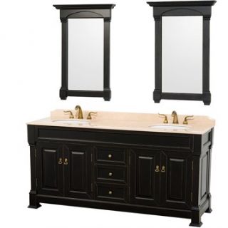 Andover 72 Traditional Bathroom Double Vanity Set by Wyndham Collection   Black