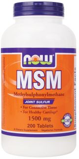 NOW Foods   MSM 1500 mg.   200 Tablets