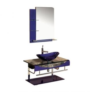 Versa 36 Bathroom Vanity with Glass Countertop & ZHJ26 Mirror   Purple