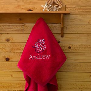 Red Personalized Beach Towels   Beach Fun