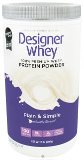 Designer Protein   Designer Whey 100% Premium Whey Protein Powder Plain & Simple   2 lbs.