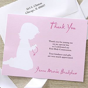 Girls Blessed Occasion First Communion Thank You Notes