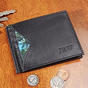 Personalized Mens Wallet   RFID Blocking Leather Cash Clip