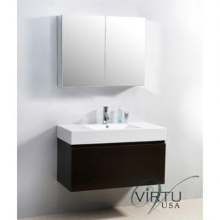Virtu USA 39 Zuri Single Sink Bathroom Vanity with Polymarble Countertop   Weng