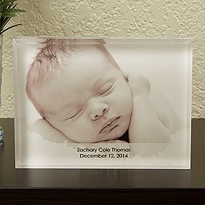Personalized Keepsake Baby Photo Block   Large