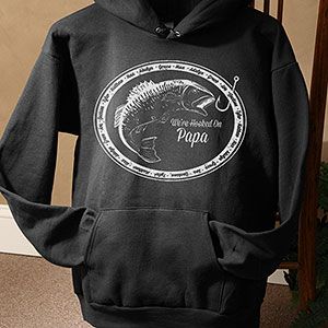 Fathers Day Gifts    Personalized Black Fishing Sweatshirts   Were Hooked On